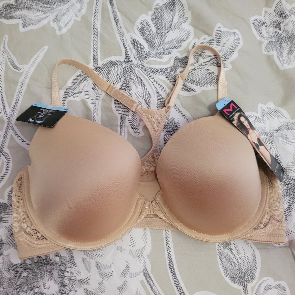 Maidenform Moderate Lift Lace T-Back Front Closure Underwire Bra 38C NWT